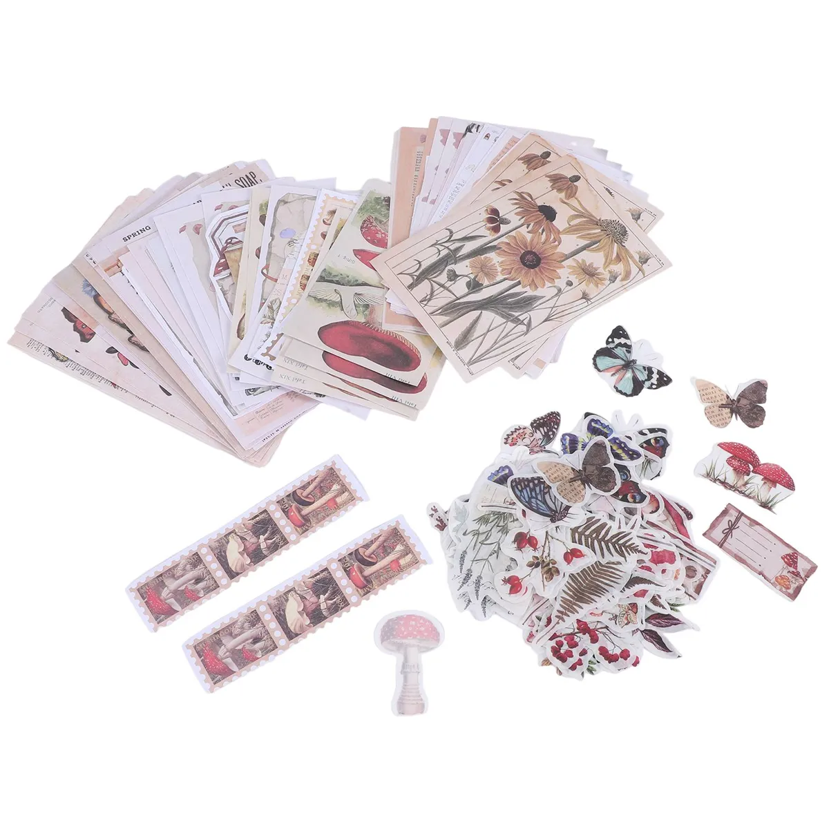 200 Pieces Vintage Scrapbook Supplies Pack for DIY Ephemera Decoupage