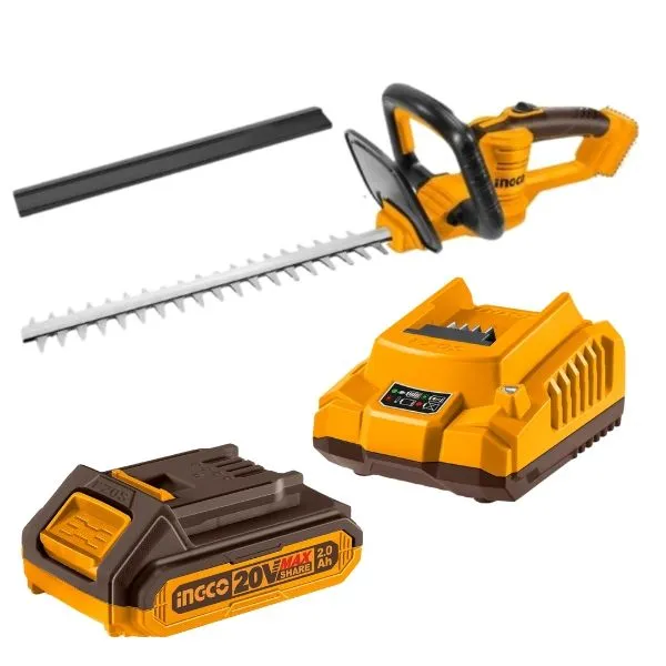 Ingco - Cordless Hedge Trimmer with 2.0Ah Battery and Charger