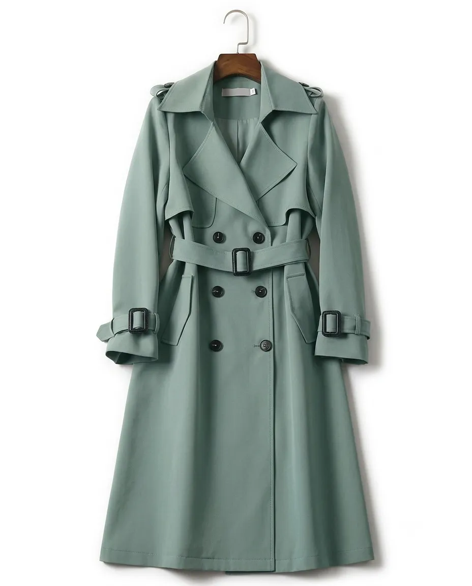 Classic Belted Double-Breasted Trench Coat