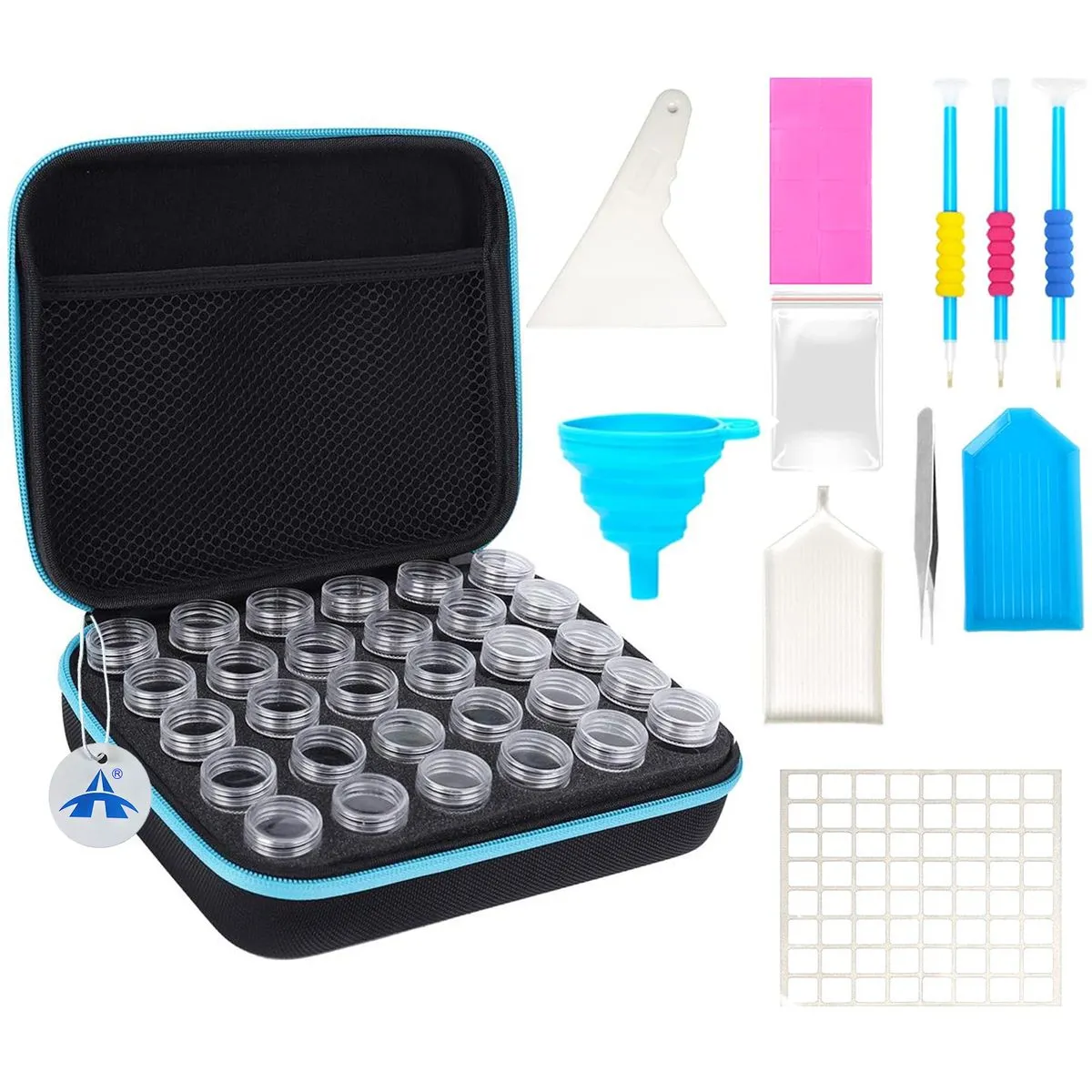 ALANES Portable EVA Painting Case With 30 Pieces Jars And Accessories Kit