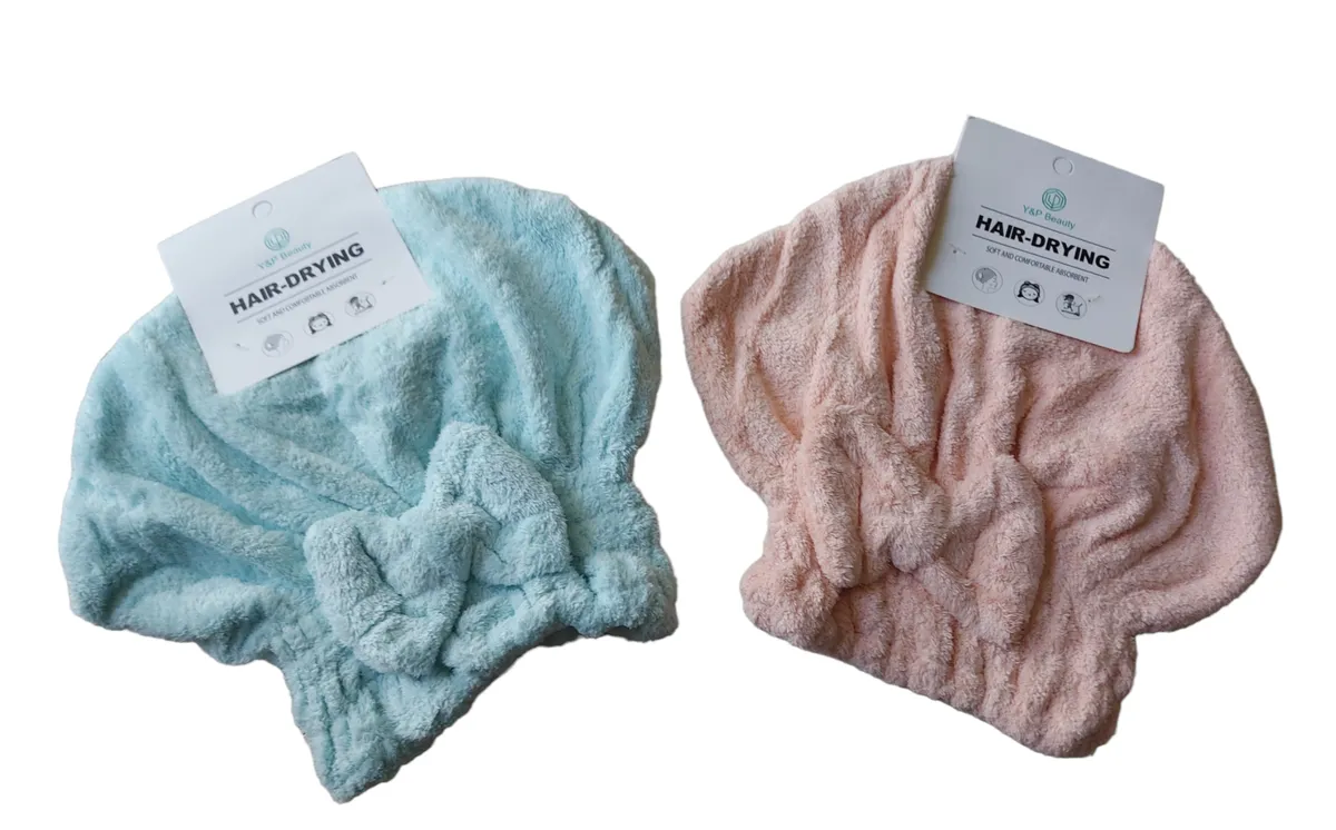 Hair Drying Caps - Blue, Pink