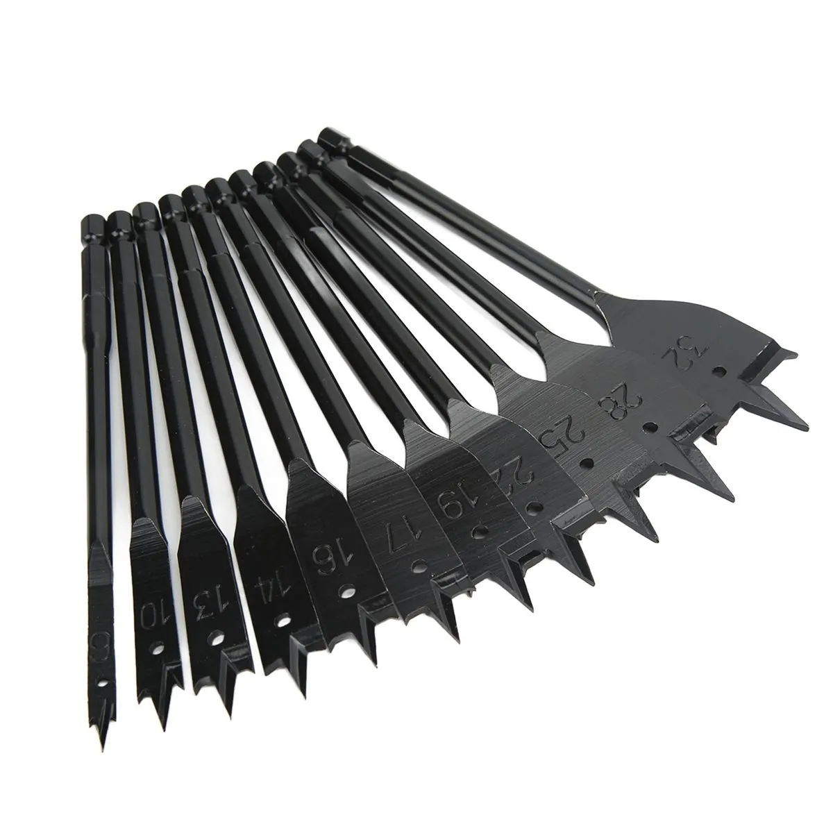 Wood Spade Drill Bits Set 11 Piece Hex Shank