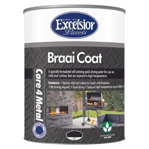 Excelsior - Braai Coat for Braais and Fire places - High Temp - 5L (Black)