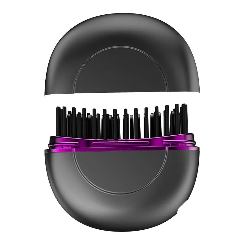 Rechargeable Mini Hair Straightener Brush Wireless Portable Styling Brush