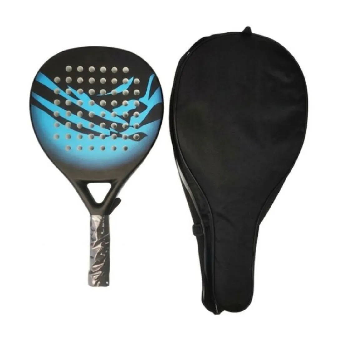 Carbon Fibre Padel Racket / Bat - Marble Design & Padded Carry Bag - Blue