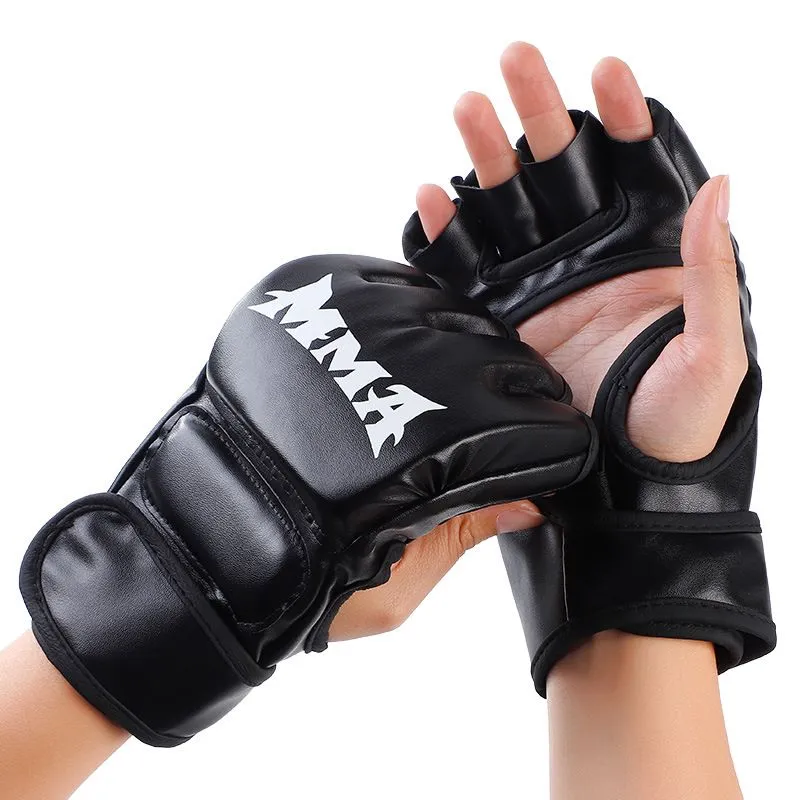 MMA Gloves - Mixed Martial Art Half Finger Boxing Combat Gloves - MMA