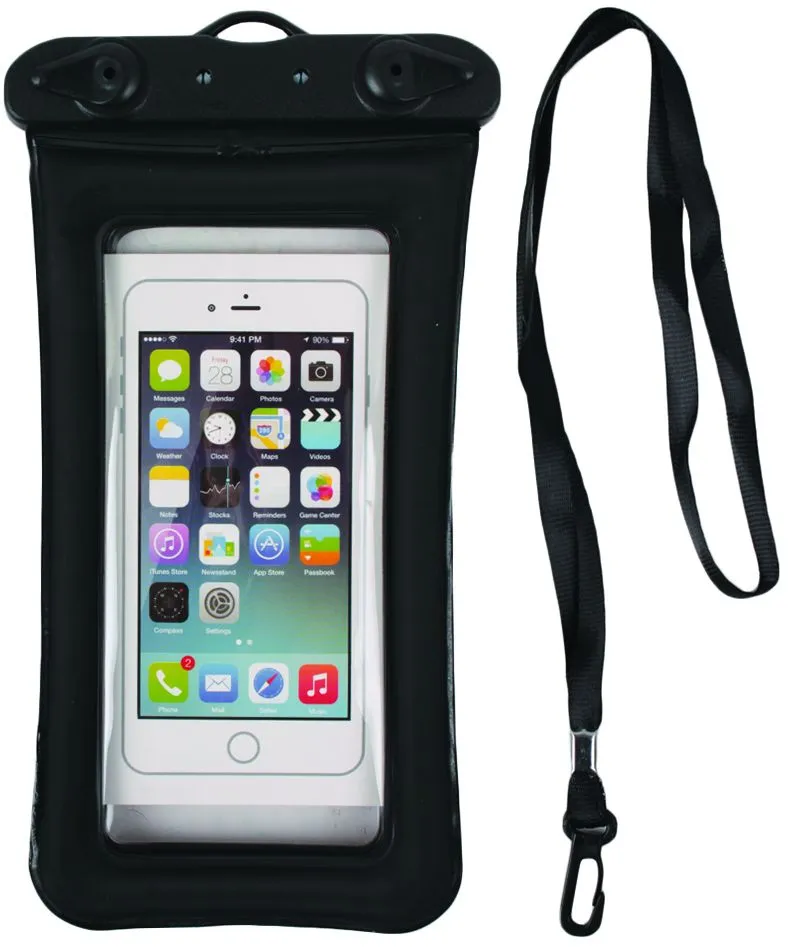 Waterproof Mobile Phone Pouch with Lanyard - 200 x 110mm - Black