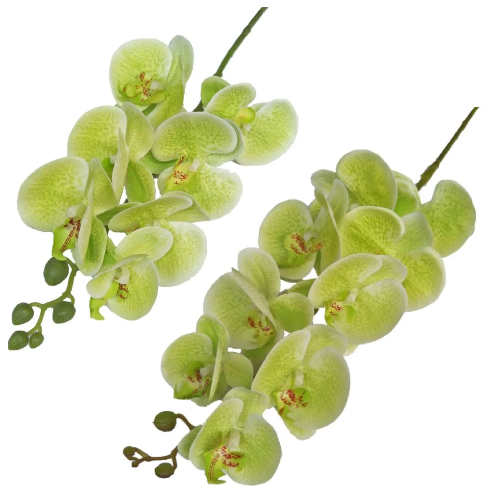 Garden Artificial Orchid Flower 9 Heads 2 Bundle - Green, Yellow