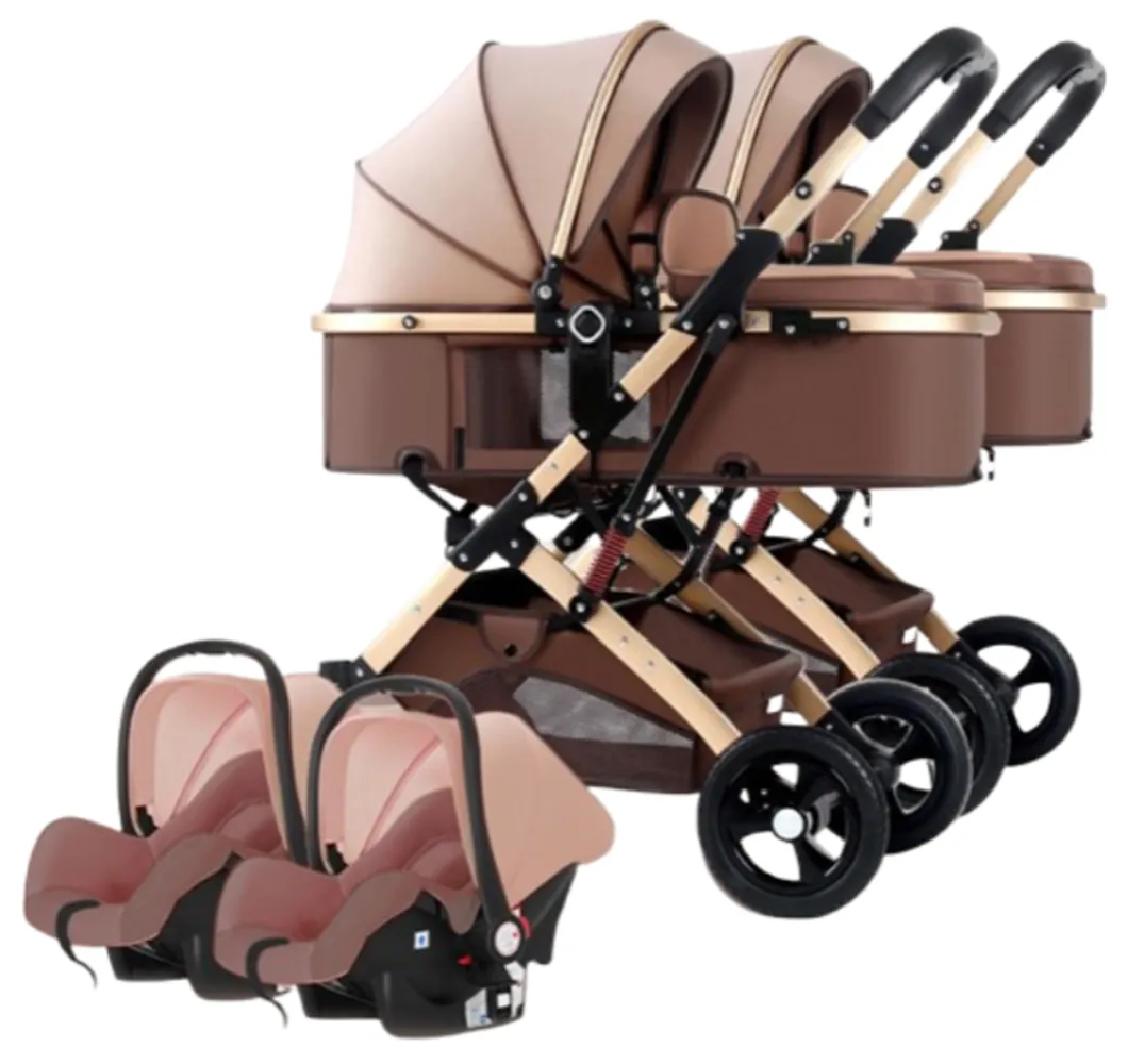Baby Stroller Reversible Bassinet Twins ,Detachable Pushchair Side-by-side