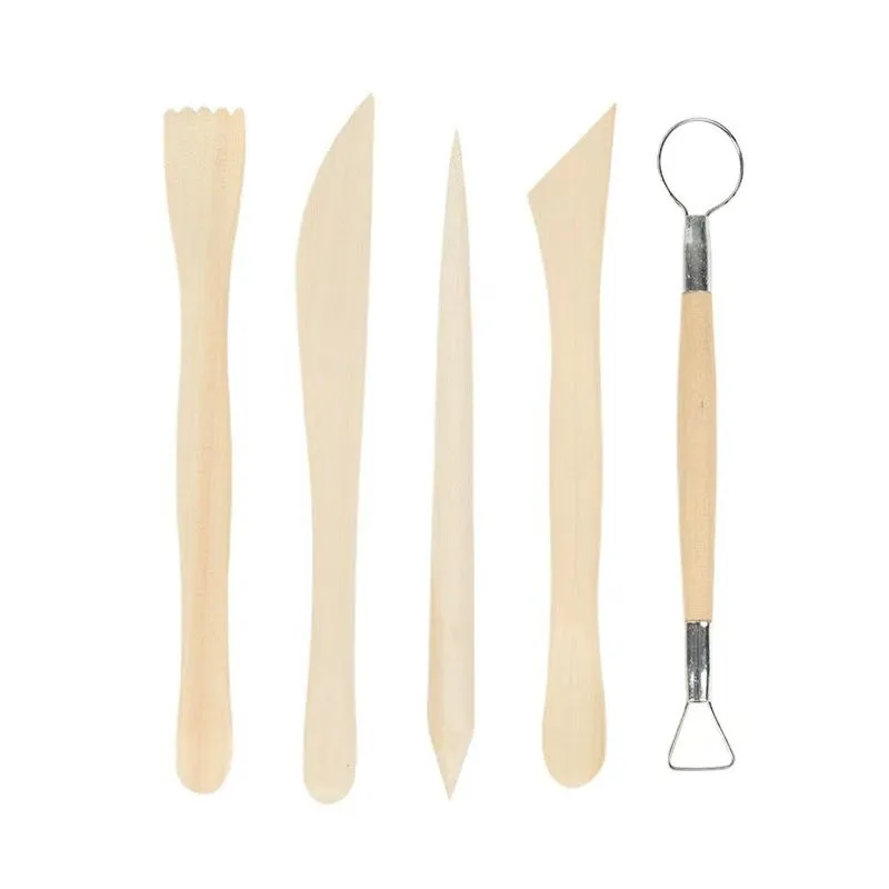 5 Pieces Wooden Pottery Clay Sculpting DIY Craft Tools