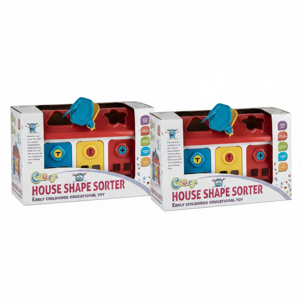 Cooey Wooden Shape Sorter House Toy - 9 Colourful Shapes for - 2 Pack