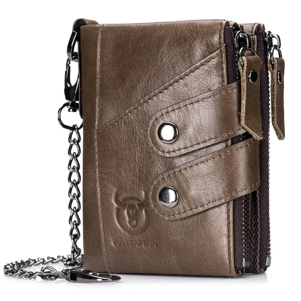 Bullcaptain Flint RFID Blocking Men's Bifold Genuine Leather Wallet Brown
