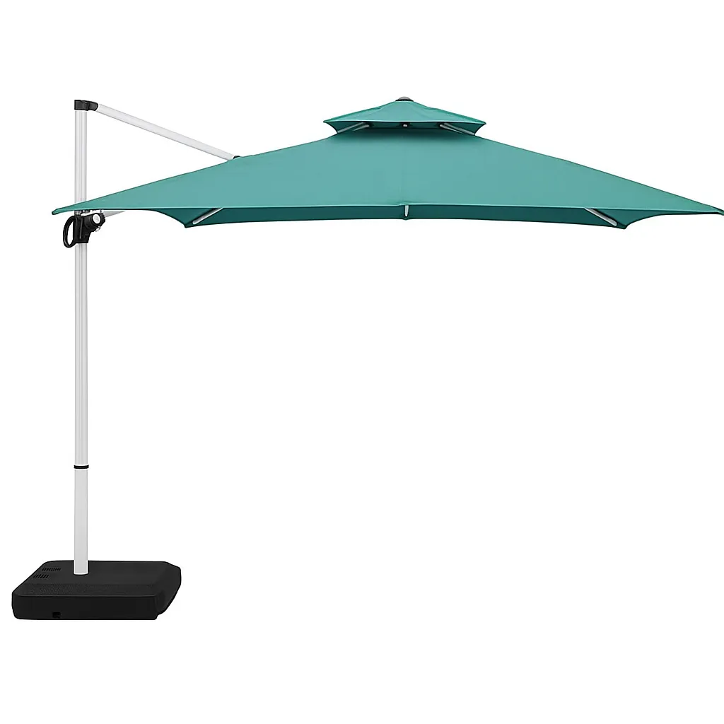 3m Round Patio Umbrella - Side Sun Cantilever with Base - Green