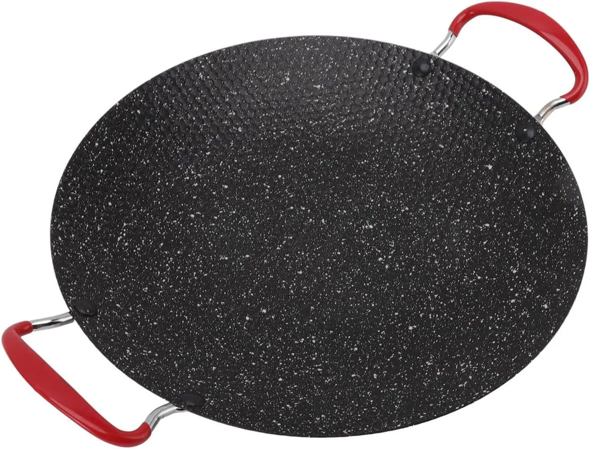Grill Round Barbecue Gill Plate with Anti Scalding Handle for Induction