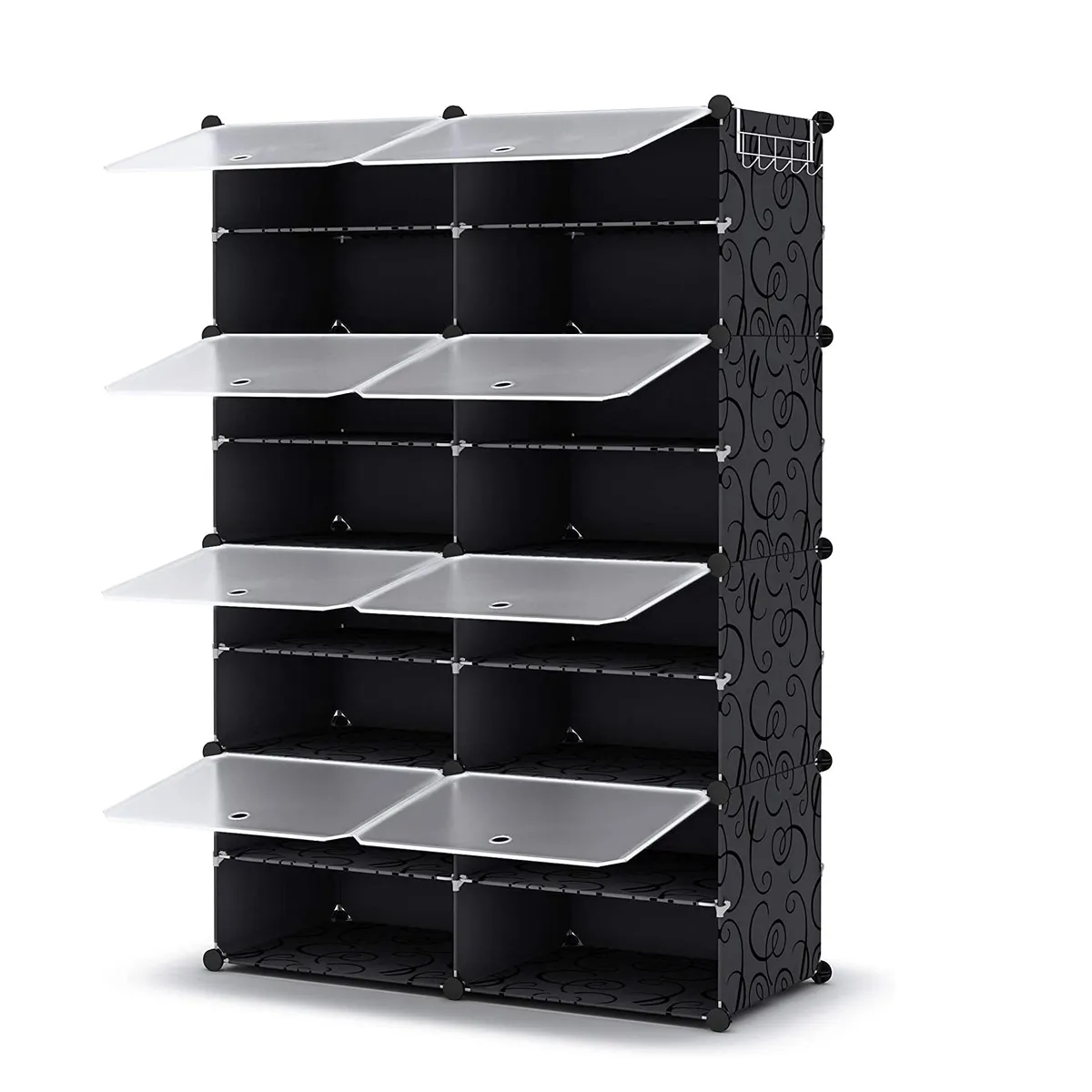 Shoe Storage - 32 Pair Shoe Rack Organizer for Shoe Cabinet with Door - Black