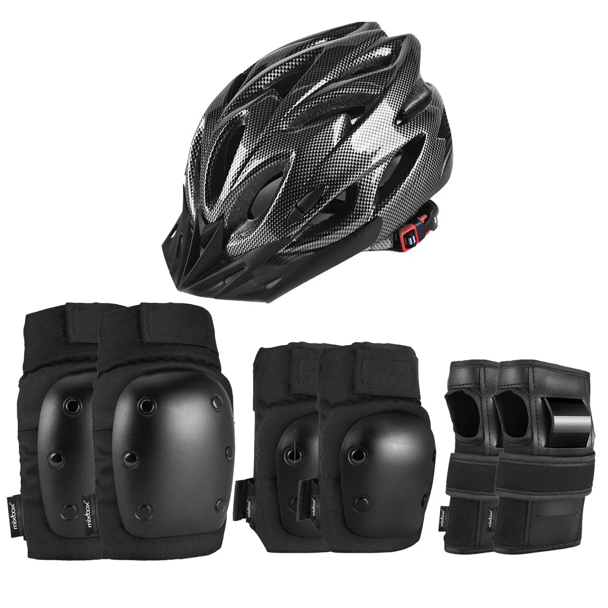 7 PCs Adult Cycling Helmet with Knee Elbow Pads Wrist Guards Set