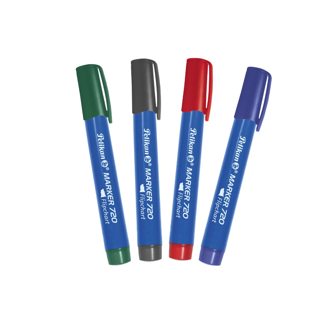 Pelikan Flipchart Markers 720 Chisel Tip - 4 Colours, Low-Odour Ink