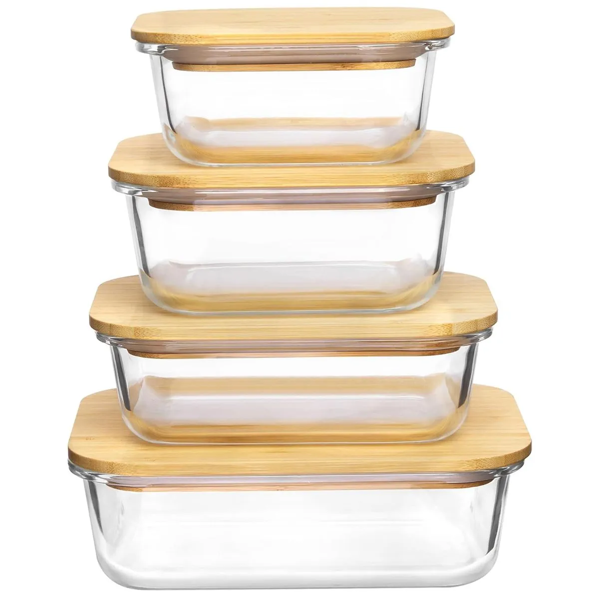 Glass Food Storage Containers with Bamboo Lid Meal Prep Containers Airtight