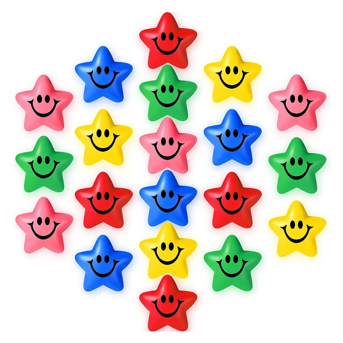 20Pcs Star Smile Face Stress Balls Star Mini Foam Smile Ball Toys