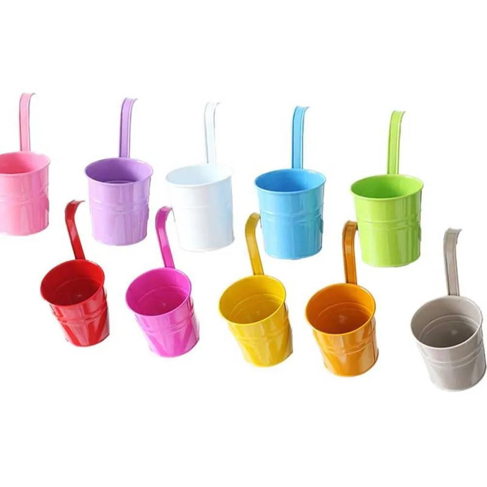 10 Piece Mixed Color Metal Hanging Planters