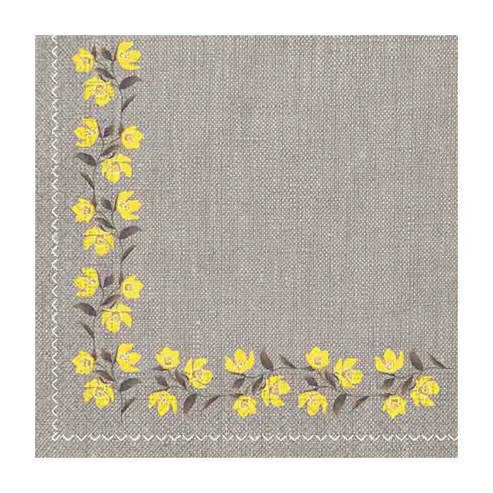 Napkins 3 Ply 33X 33cm Texture Yellow Flowers