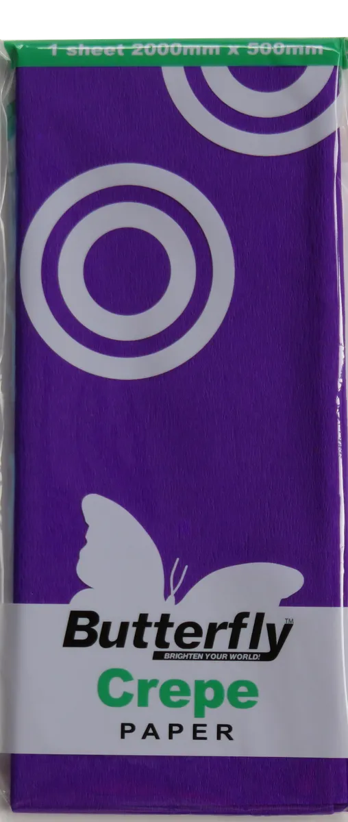 Butterfly Crepe Paper - 12 Sheets (2m X 500mm Each) Purple