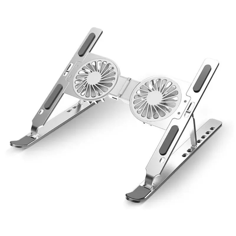 Laptop Stand with Adjustable, Foldable Design and Dual Cooling Fans