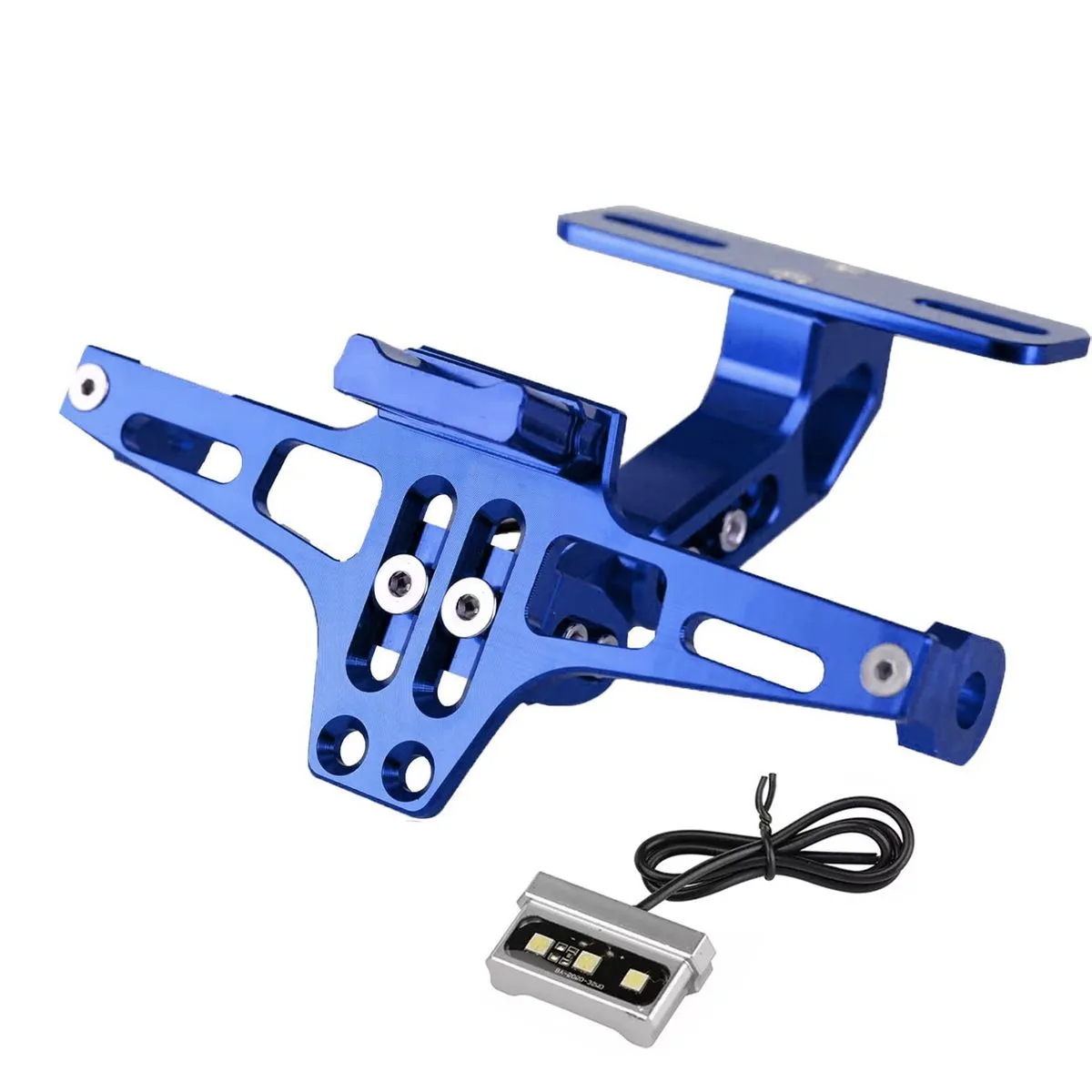 Mix Box Universal Motorcycle Tail Plate Holder with Light - Blue