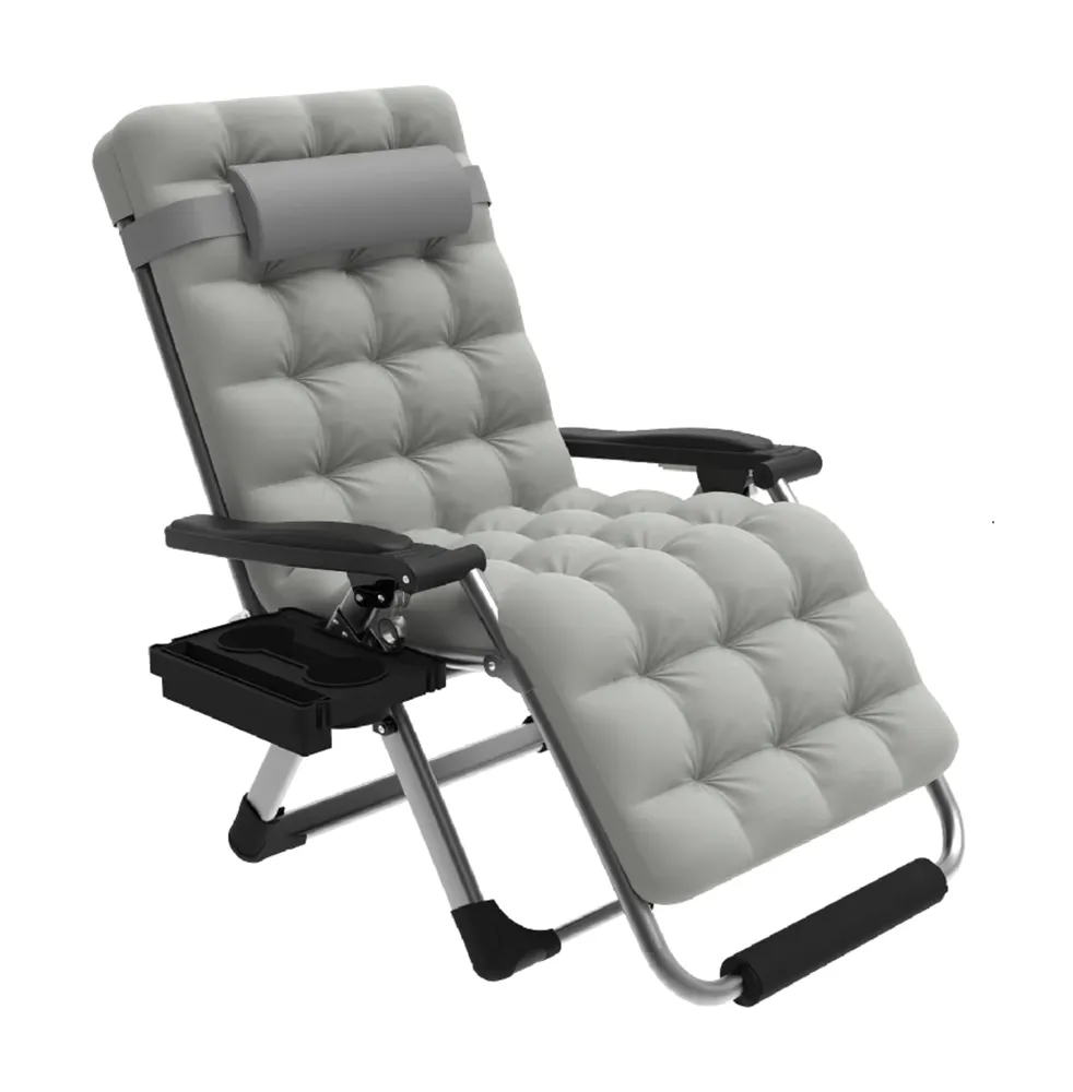 MUSKETEER Adjustable Reclining Padded Lounge Chair with Armrest & Headrest - Grey
