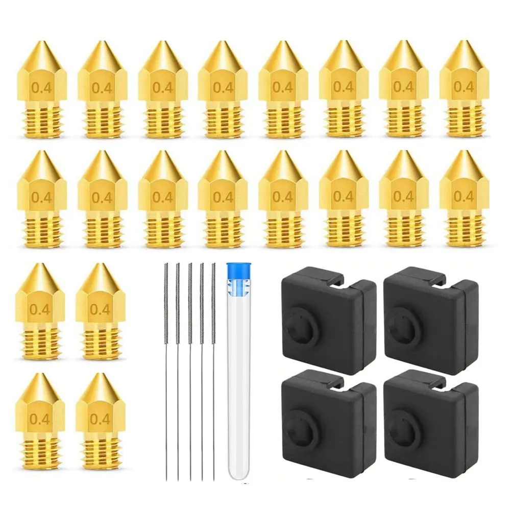 3D Printer 0.4Mm Mk8 3 Nozzles 20 Pcs with 4 Pcs Compatible with None