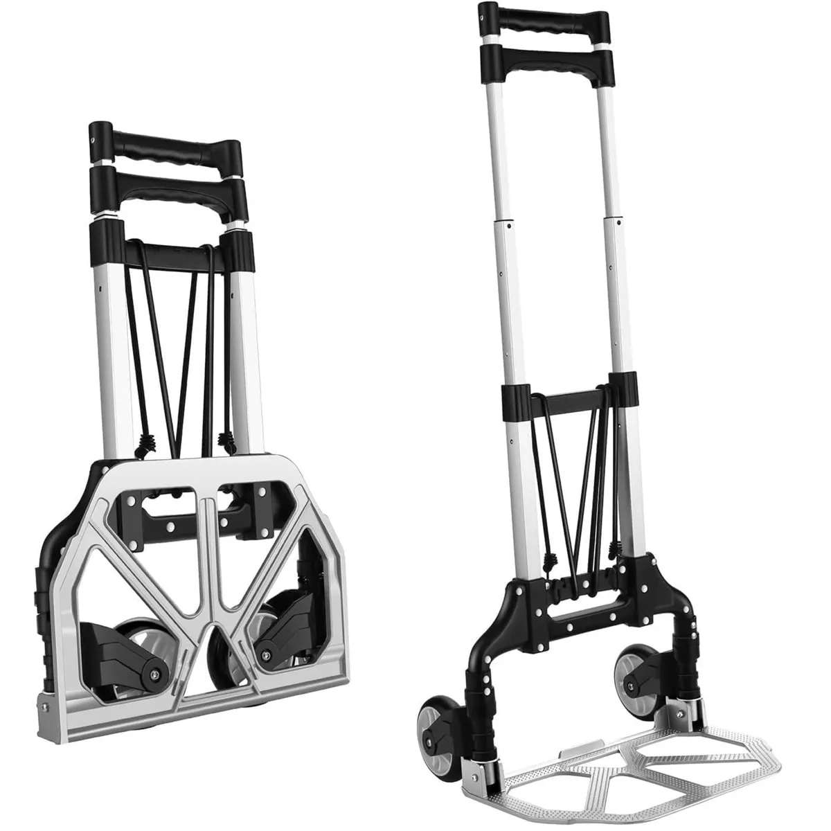 Aluminum Hand Truck-Foldable Aluminium Trolley Cart with Telescoping Handle - Black