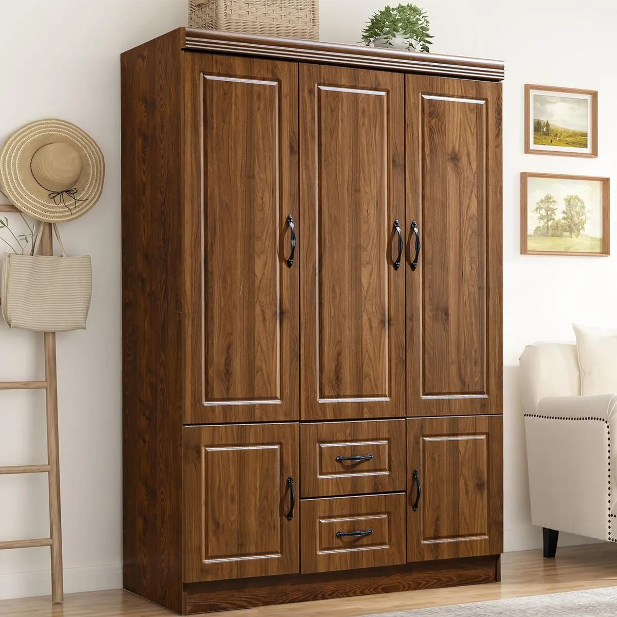 3 Door Wardrobe Closet Armoire Storage Cabinet Clothes Organizer Rack