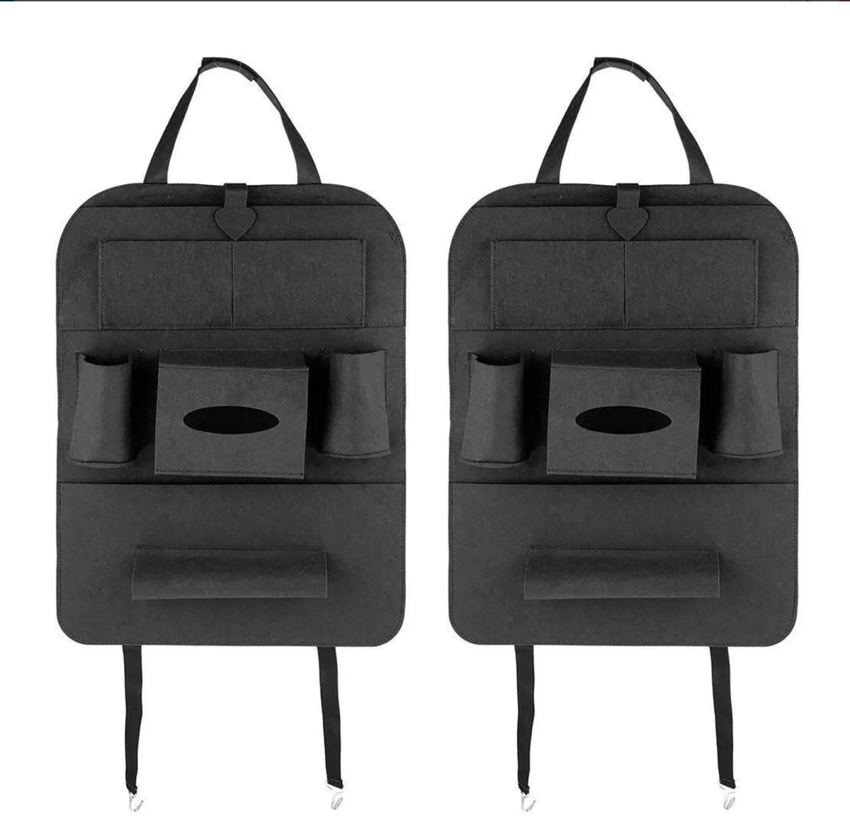 2 Car Backseat Organizer Bag Multi-Pocket Organizer - Black