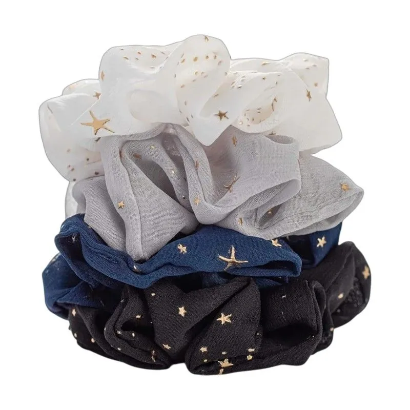 Bohemian Chiffon Star Scrunchies - 4-Pack