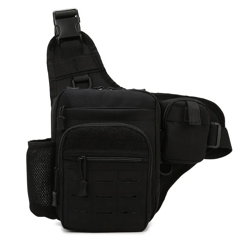 Casual Men's Crossbody Multifunctional Bag, Lightweight Chest Pack, - Black