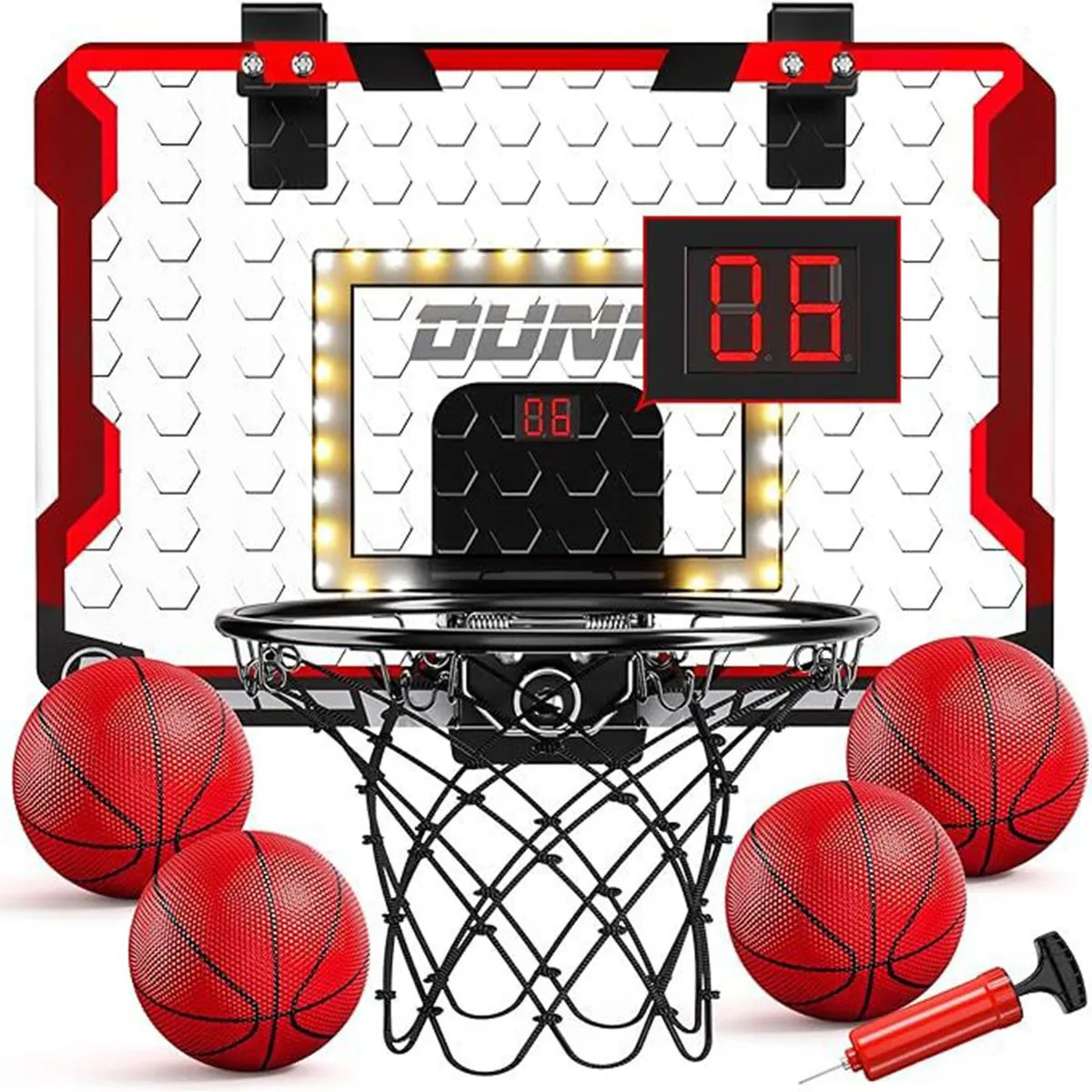 6 Pack Indoor Basketball Hoop for Kids with LED Light Mini Basketball Hoops