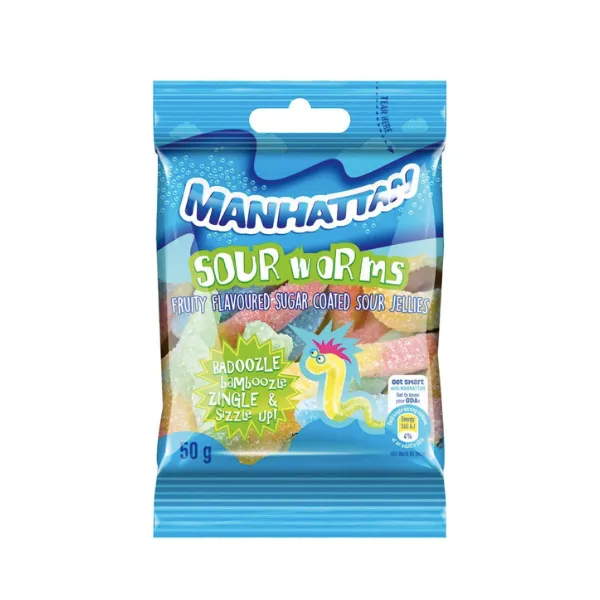 Manhattan- Mini Sour Worms 12 x 50g