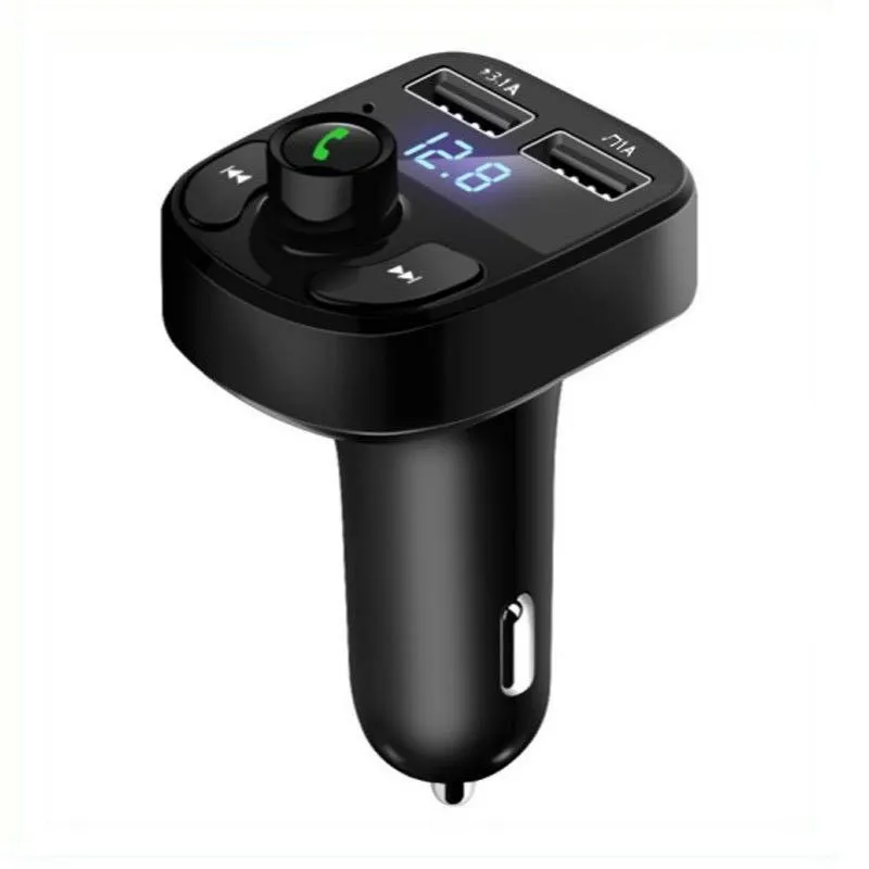 FM Transmitter, Bluetooth Car Kit Hands Free with USB Aux, Black