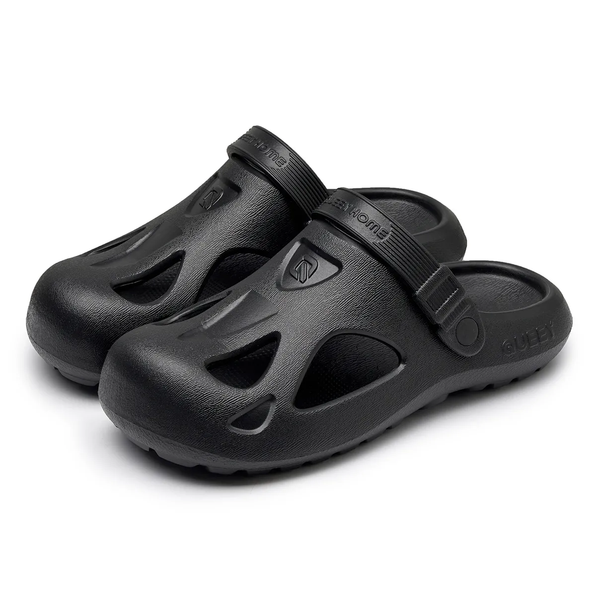 Mens EVA Hollow Clogs Adjustable Strap Non Slip Casual Sandals Black