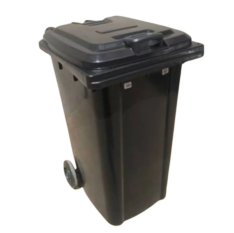 240Litre Refuse Outdoor Waste Bin with Wheels - Black