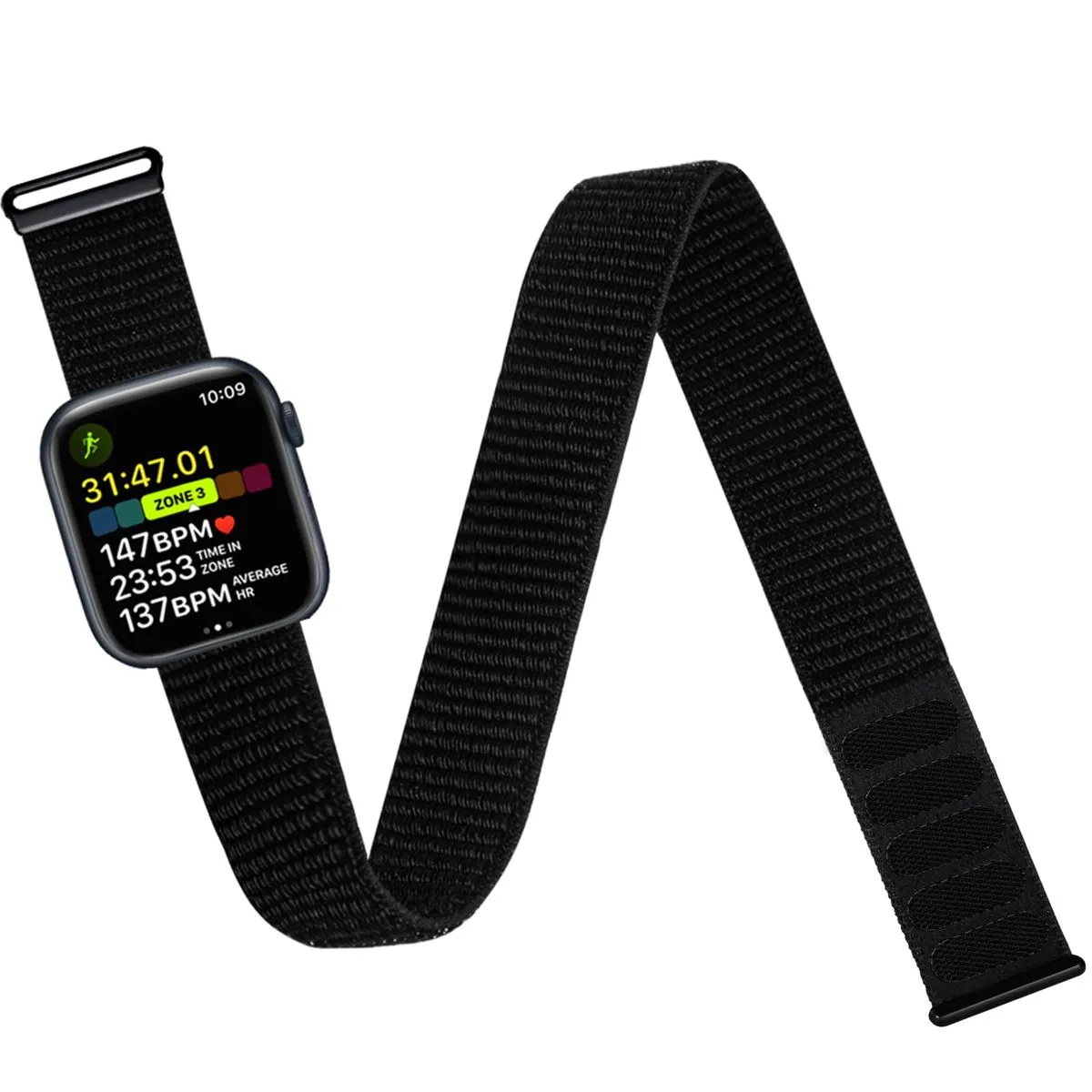 Nylon Ankle/Arm Band Compatible with Apple Watch Series 11/10/9 38/40/41mm - Black