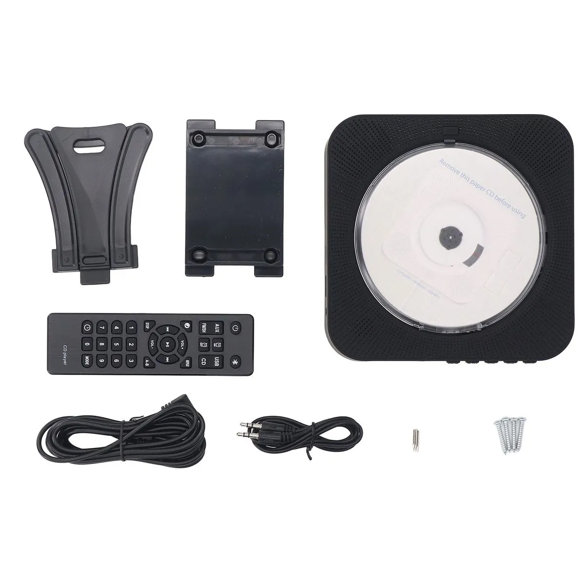 Bluetooth CD Player Portable Remote 2 Modes Wall Mount Black