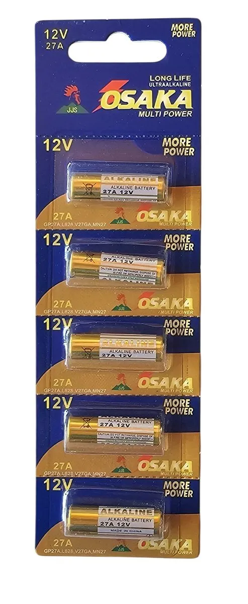 OSAKA 12V27A Alkaline High Voltage Battery For Gate /Garage Remote-5 Pack