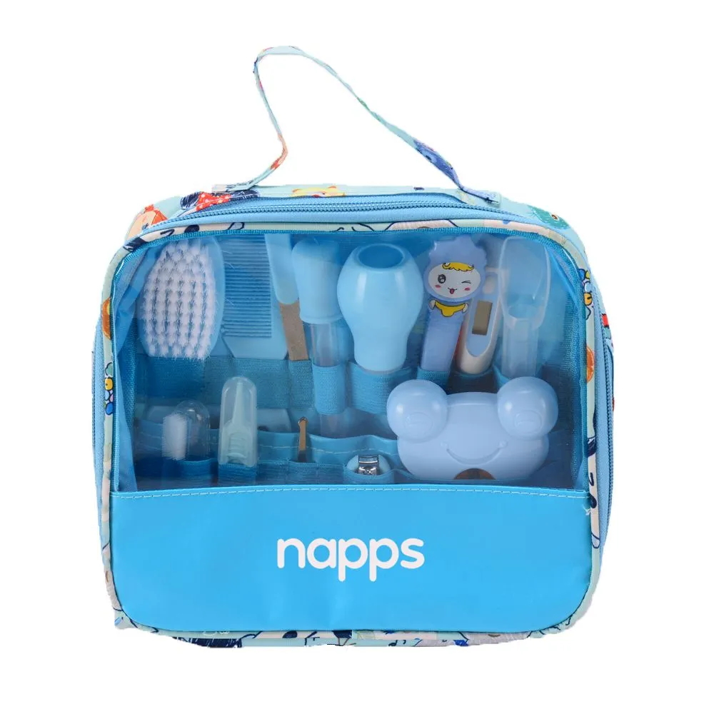 Napps Baby Healthcare And Grooming Kit - 14 Piece Set - Baby Blue