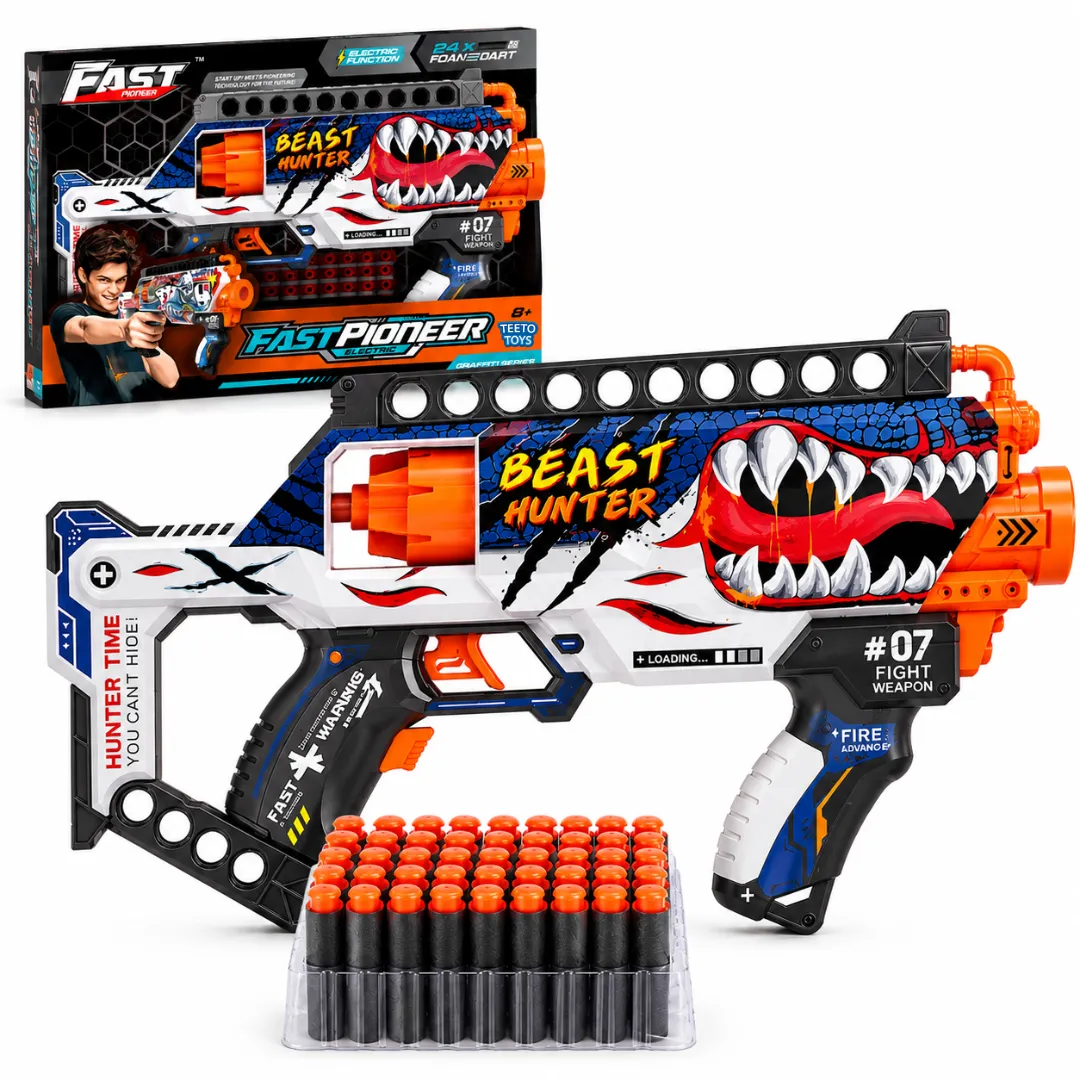 Electric Foam Dart Blaster with 24 Foam Darts - Pretend Toys for Boys