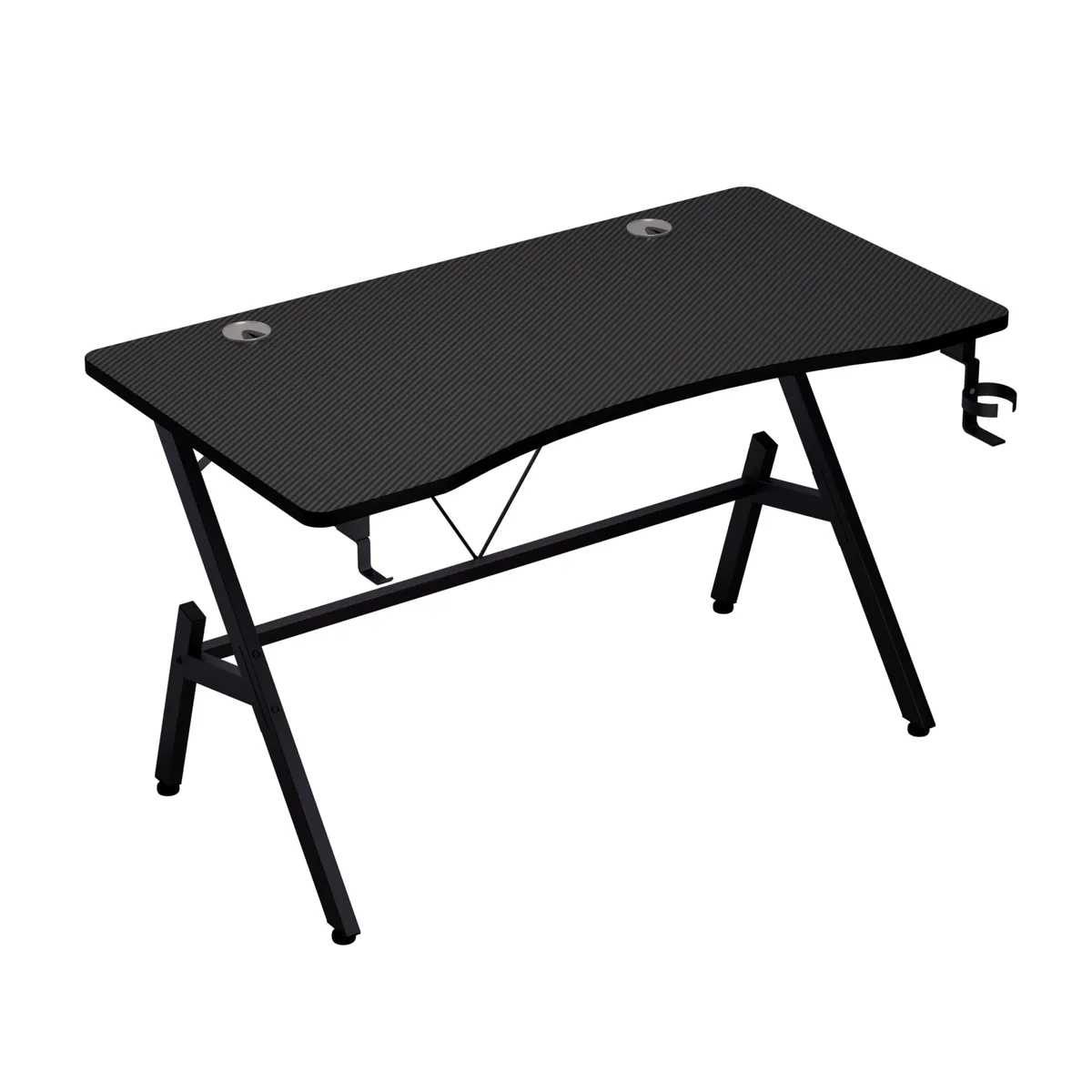 Gaming Computer Desk with Cup Holder & Headphone Hook - Black