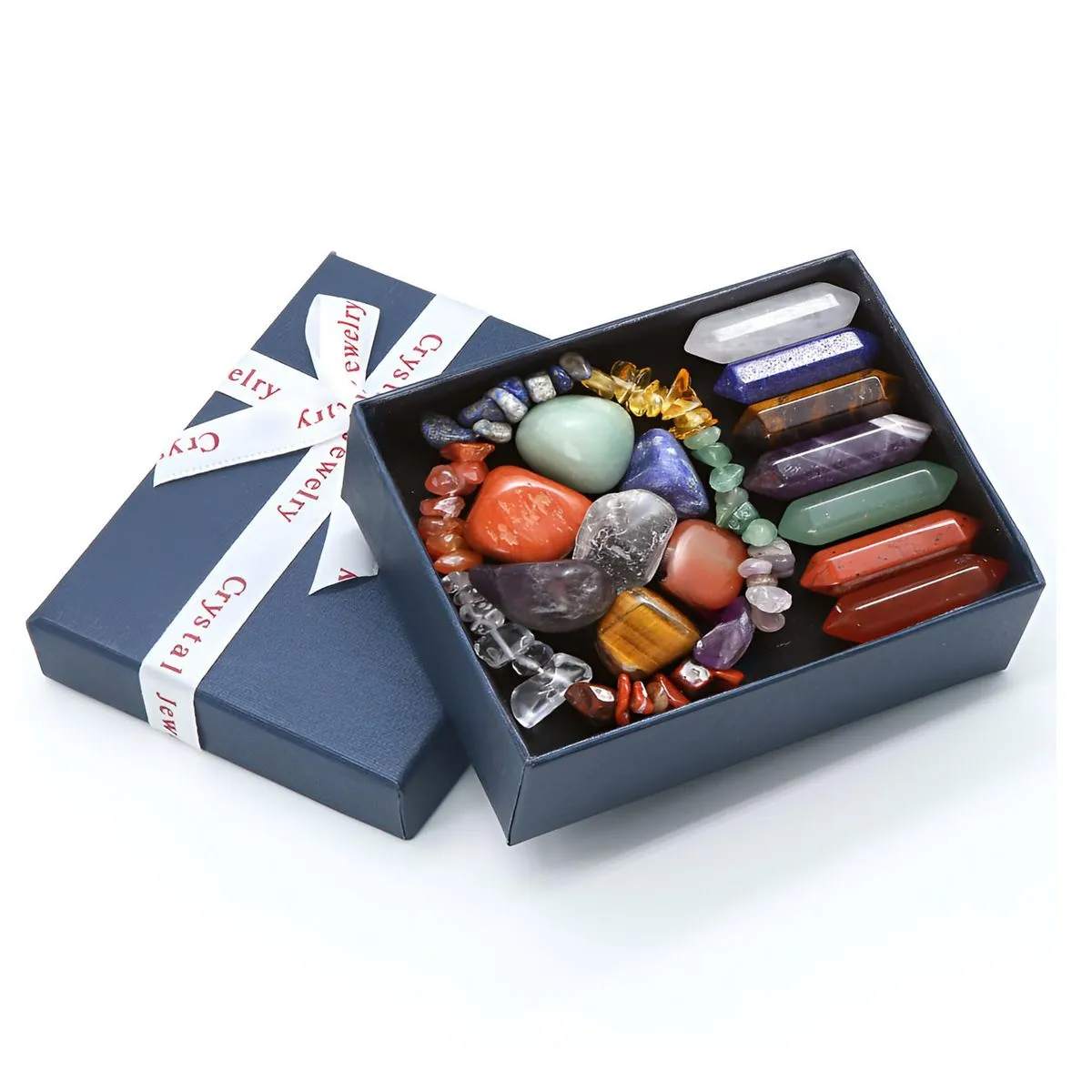 7 Chakra Crystal Stone Gift Set With Orgone Bracelet -Meditation, Healing