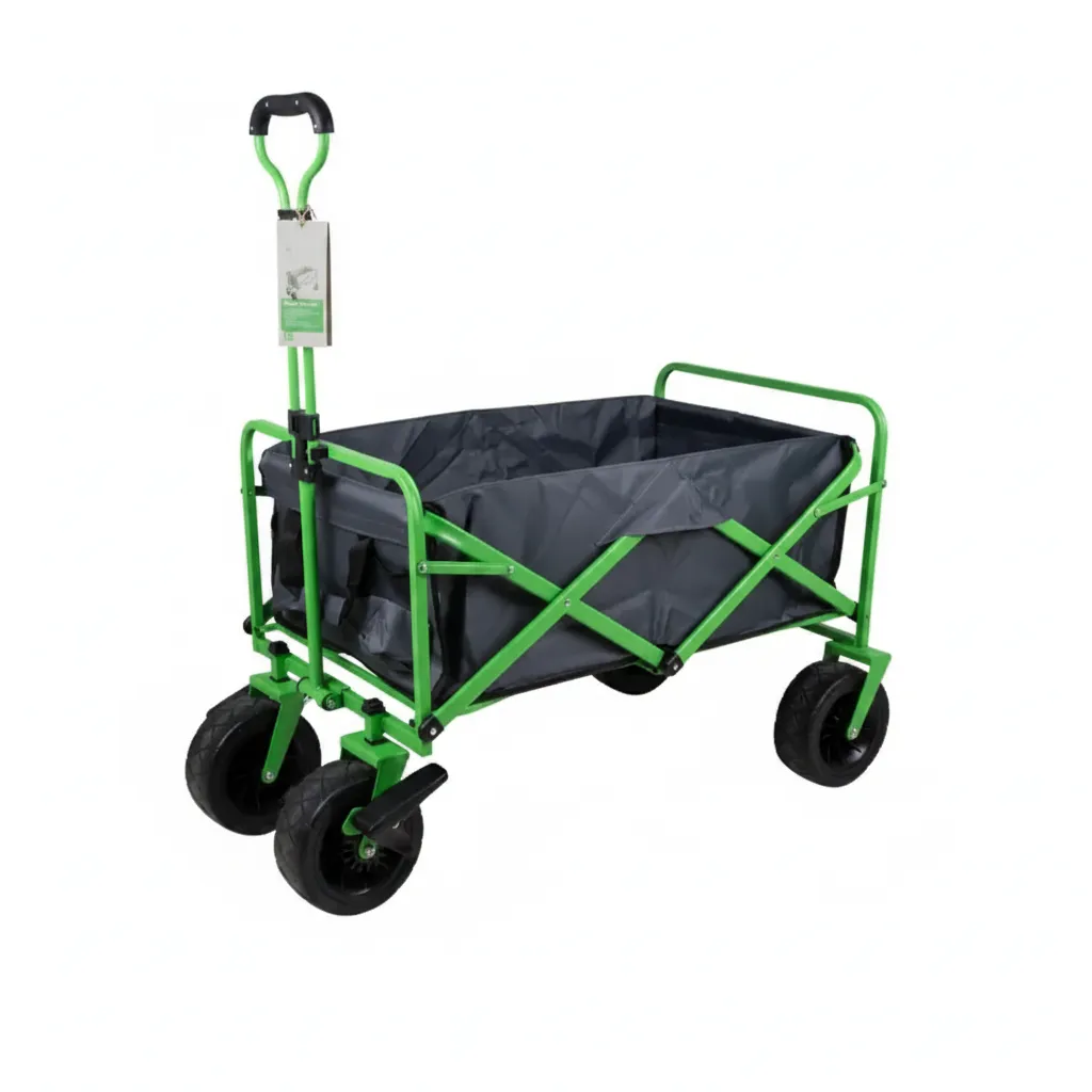Garden Utility Trolley with Tailgate for Easy Transport - Green