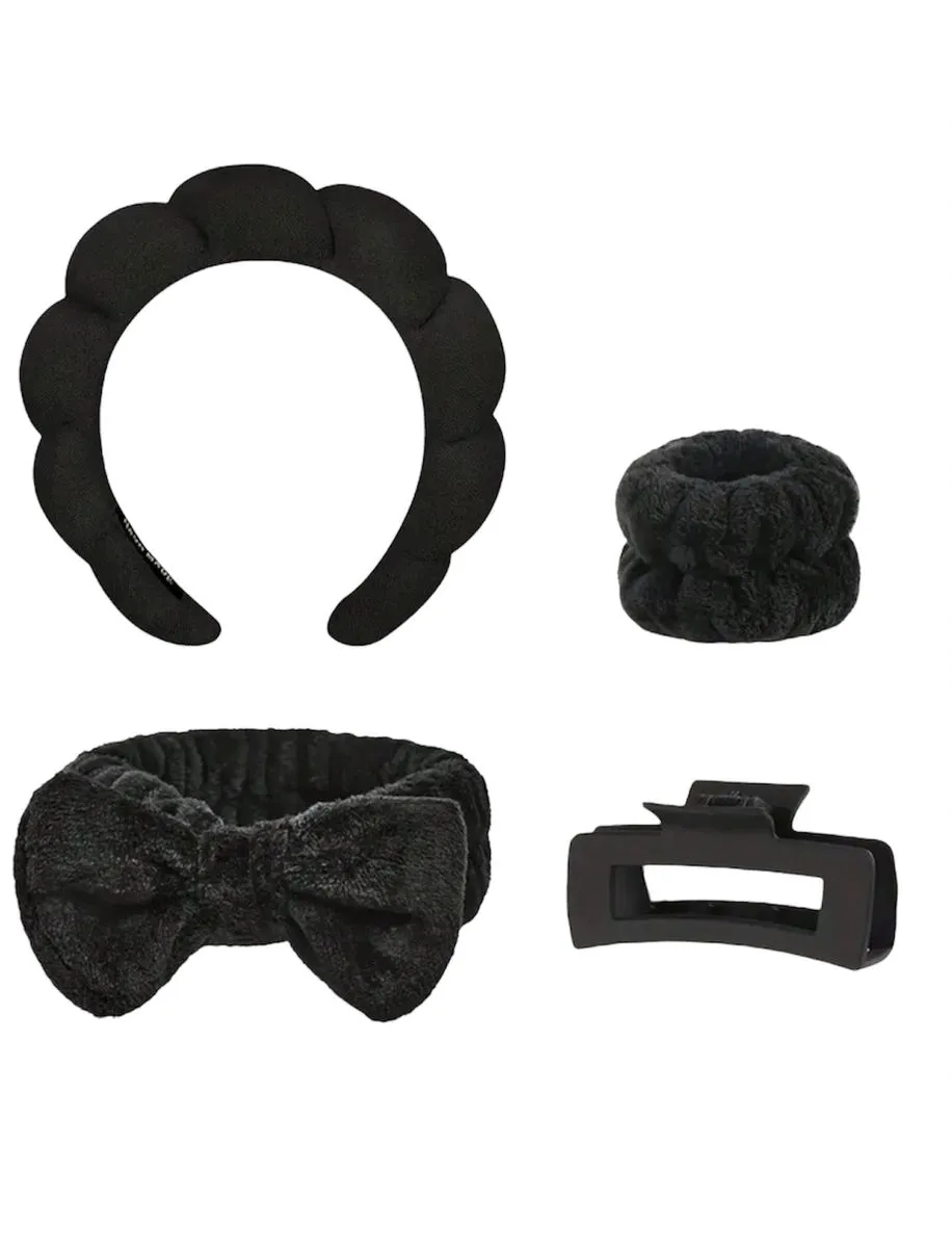 5 Piece Women's High Crown Hair Accessories Headbands Set - Black