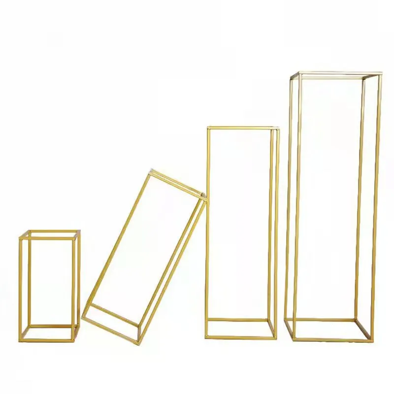 4 Piece Metal Wedding Geometric Flower Vase Column Stand for Wedding Party